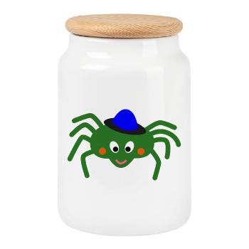 Clown spider - Cookie Jar with Wooden Lid - white - Front