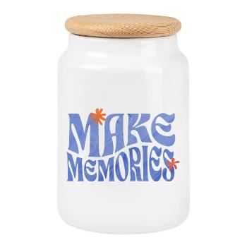 Make Memories Spruchshirt Inspiration - Keksdose mit Holzdeckel - Weiß - Vorne