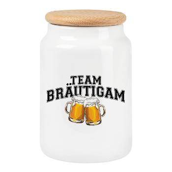 Bachelor Party - Team Groom - Cookie Jar with Wooden Lid - white - Front
