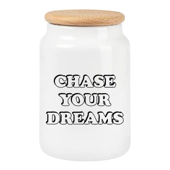 Chase Your Dreams - Cookie Jar with Wooden Lid - white - Front