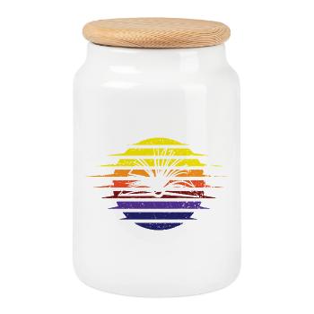 Regenbogen Sonnenband Retro - Keksdose mit Holzdeckel - Weiß - Vorne