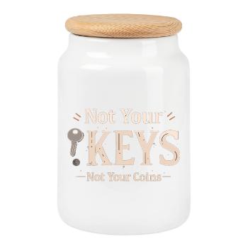 Not Your Keys – Bitcoin Wallet Spruch - Keksdose mit Holzdeckel - Weiß - Vorne