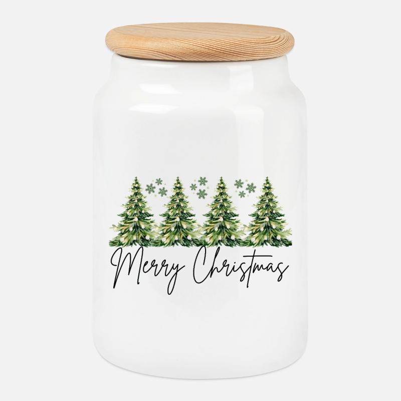 Elegantes Weihnachtsdesign - Keksdose mit Holzdeckel - Weiß