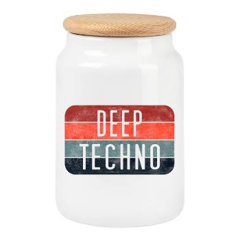 Rayures dégradées techno profondes - Boîte à biscuits avec couvercle en bois - blanc - Devant