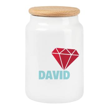 David - Boîte à biscuits avec couvercle en bois - blanc - Devant