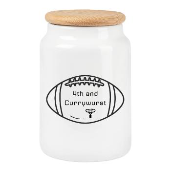 4th Down and Currywurst Football Berlin - Keksdose mit Holzdeckel - Weiß - Vorne