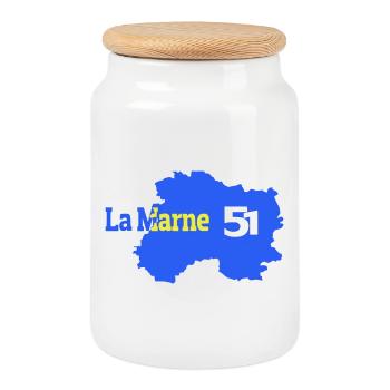 The Marne 51 Departmental Map - Cookie Jar with Wooden Lid - white - Front