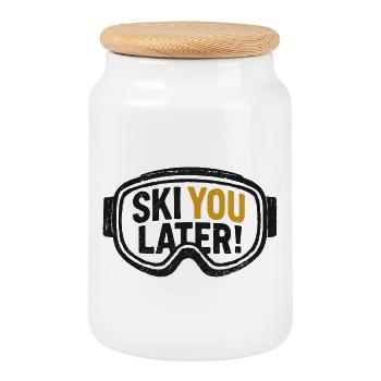 Ski You Later – Grunge Skibrille - Keksdose mit Holzdeckel - Weiß - Vorne