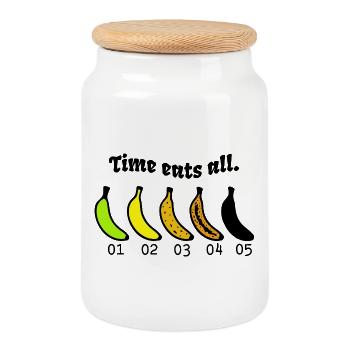 Banana Life Cycle - Cookie Jar with Wooden Lid - white - Front
