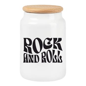 Rock'n'Roll Retro-Typografie - Keksdose mit Holzdeckel - Weiß - Vorne
