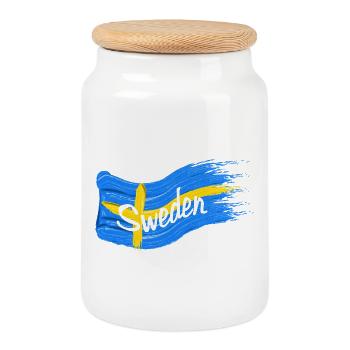 Schwedische Fahne - Keksdose mit Holzdeckel - Weiß - Vorne