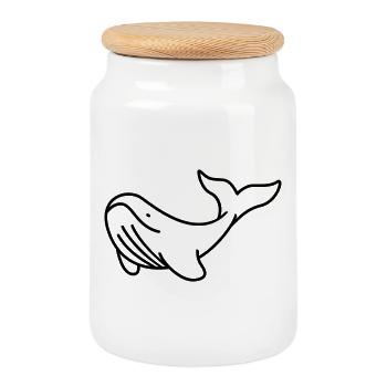 Majestic Whale – Ocean & Animal Welfare Design - Cookie Jar with Wooden Lid - white - Front