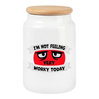 I'm Not Feeling Very Worky Today Faul Arbeit Humor - Cookie Jar with Wooden Lid - white - Front
