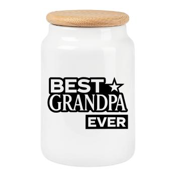 Meilleur grand-père avec une star - Meilleur grand-père - Boîte à biscuits avec couvercle en bois - blanc - Devant