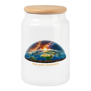 Mouvement de la terre plate - Boîte à biscuits avec couvercle en bois - blanc - Devant