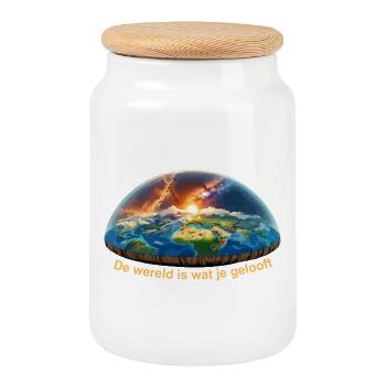 The world is what you believe - Cookie Jar with Wooden Lid - white - Front