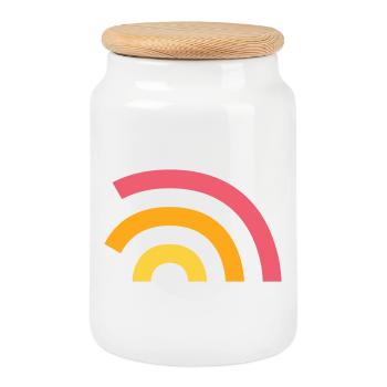 Rainbow Logo - Cookie Jar with Wooden Lid - white - Front