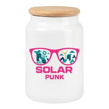 Solarpunk Vision - Boîte à biscuits avec couvercle en bois - blanc - Devant