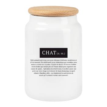 Chat n.m. définition du mot chat - Boîte à biscuits avec couvercle en bois - blanc - Devant