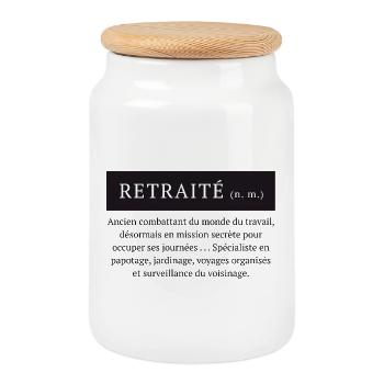 Retraité définition humour du mot retraité - Boîte à biscuits avec couvercle en bois - blanc - Devant