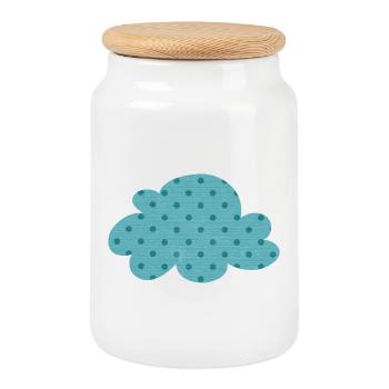 Cloud Dots Dots Weather Nursery Decoration Kids - Cookie Jar with Wooden Lid - white - Front