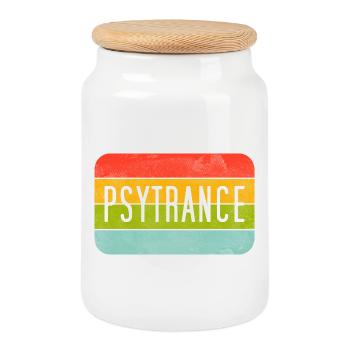 Psytrance Rainbow Stripes - Cookie Jar with Wooden Lid - white - Front