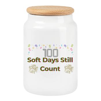 100 Soft Days Still Count – Celebrate Progress, Re - Cookie Jar with Wooden Lid - white - Front