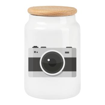 room - Cookie Jar with Wooden Lid - white - Front