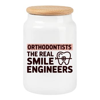 Orthodontistes The Real Smile Engineers Professon - Boîte à biscuits avec couvercle en bois - blanc - Devant