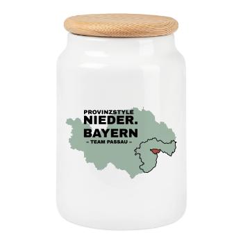 Basse-Bavière | PASSAU - Boîte à biscuits avec couvercle en bois - blanc - Devant