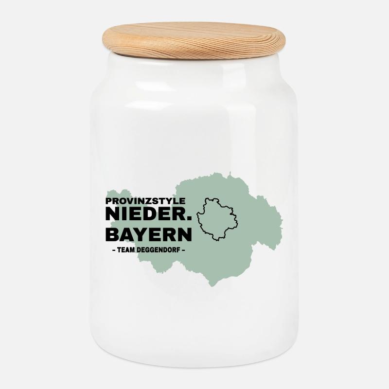 Lower Bavaria | DEGGENDORF - Cookie Jar with Wooden Lid - white