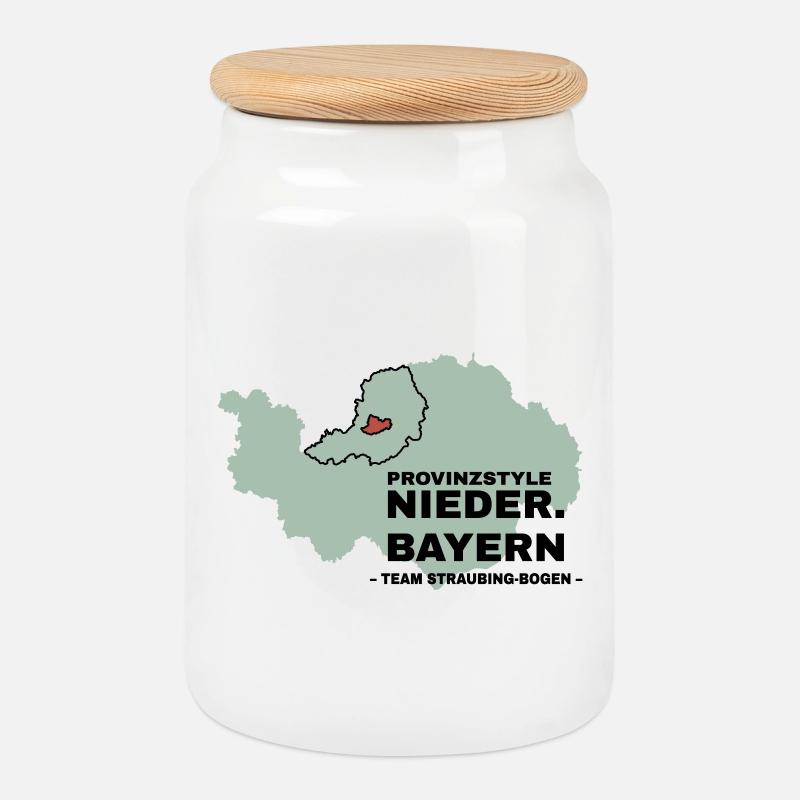 Niederbayern | STRAUBING-BOGEN - Keksdose mit Holzdeckel - Weiß