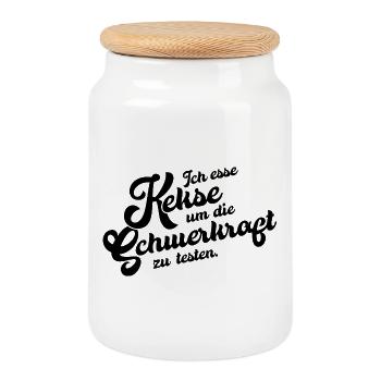 Biscuit Gravity Test - Cookie Jar with Wooden Lid - white - Front