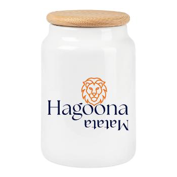 Collection GIUDAN Youth Word 25 : Hagoona Matata - Boîte à biscuits avec couvercle en bois - blanc - Devant