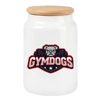 GymDogs Bulldog Strength - Cookie Jar with Wooden Lid - white - Front