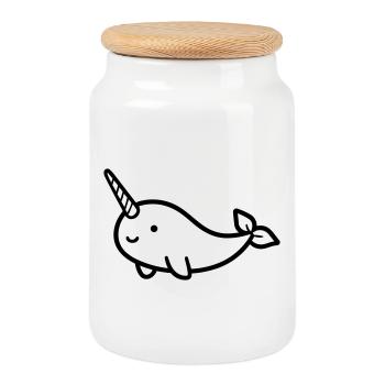 Narval - Boîte à biscuits avec couvercle en bois - blanc - Devant