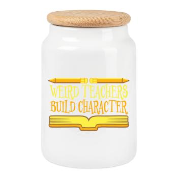 Des professeurs bizarres construisent un personnage Logo drôle d’enseignant - Boîte à biscuits avec couvercle en bois - blanc - Devant