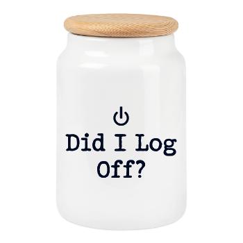 Est-ce que je me suis déconnecté ? Icône d’alimentation déconnectée - Boîte à biscuits avec couvercle en bois - blanc - Devant