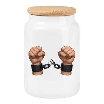 BE FREE - freedom & rights - Boîte à biscuits avec couvercle en bois - blanc - Devant