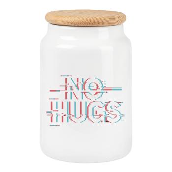 No Hugs Bitte Abstand Halten Umarmung Anti Social - Keksdose mit Holzdeckel - Weiß - Vorne