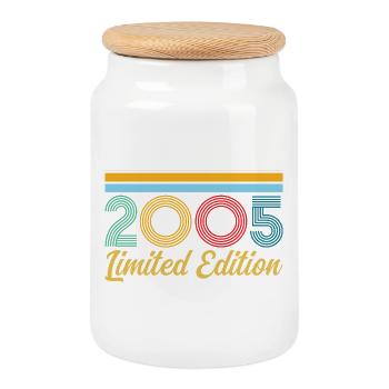 2005 Birthday Born In 2005 Vintage Retro Gift - Cookie Jar with Wooden Lid - white - Front