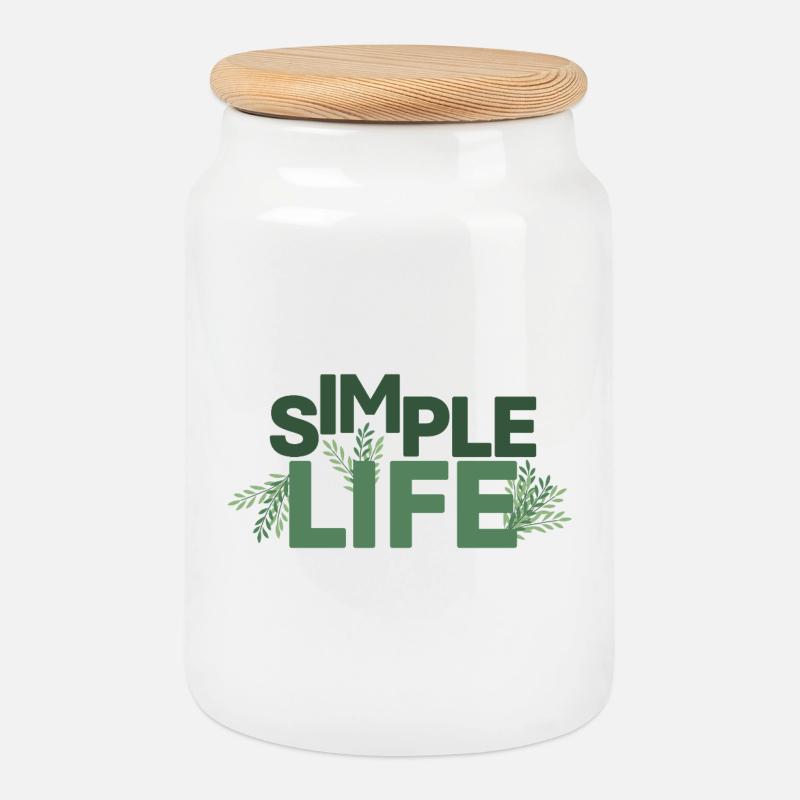 Simple Life - Grün - Keksdose mit Holzdeckel - Weiß
