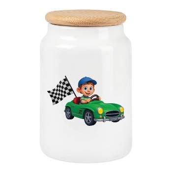 WORLD CHAMPION DRIVER - baby & kids  - Boîte à biscuits avec couvercle en bois - blanc - Devant
