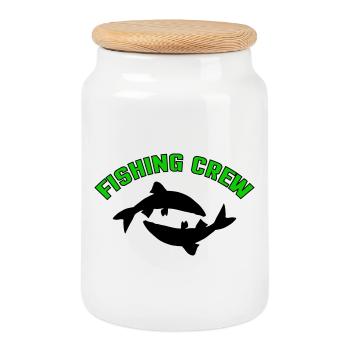 Fish Crew - Cookie Jar with Wooden Lid - white - Front