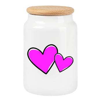 Hearts Symbol Love - Cookie Jar with Wooden Lid - white - Front