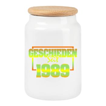 1989 - Boîte à biscuits avec couvercle en bois - blanc - Devant