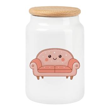 Cute Starry Warm Sofa - Cookie Jar with Wooden Lid - white - Front