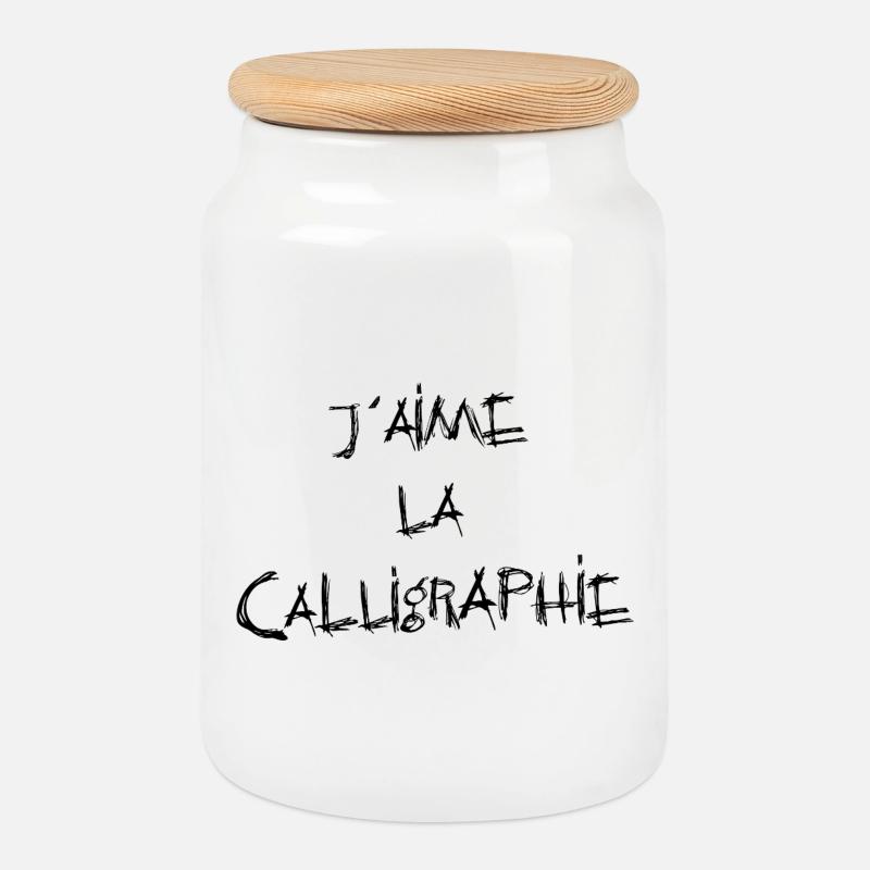 ICH LIEBE KALLIGRAPHIE! - Keksdose mit Holzdeckel - Weiß