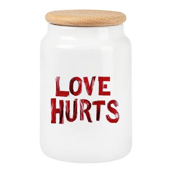 Love Hurts Red Tapes - Cookie Jar with Wooden Lid - white - Front