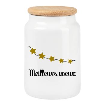 BONNE ANNEE. SAINT SYLVESTRE. MEILLEURS VOEUX - Boîte à biscuits avec couvercle en bois - blanc - Devant